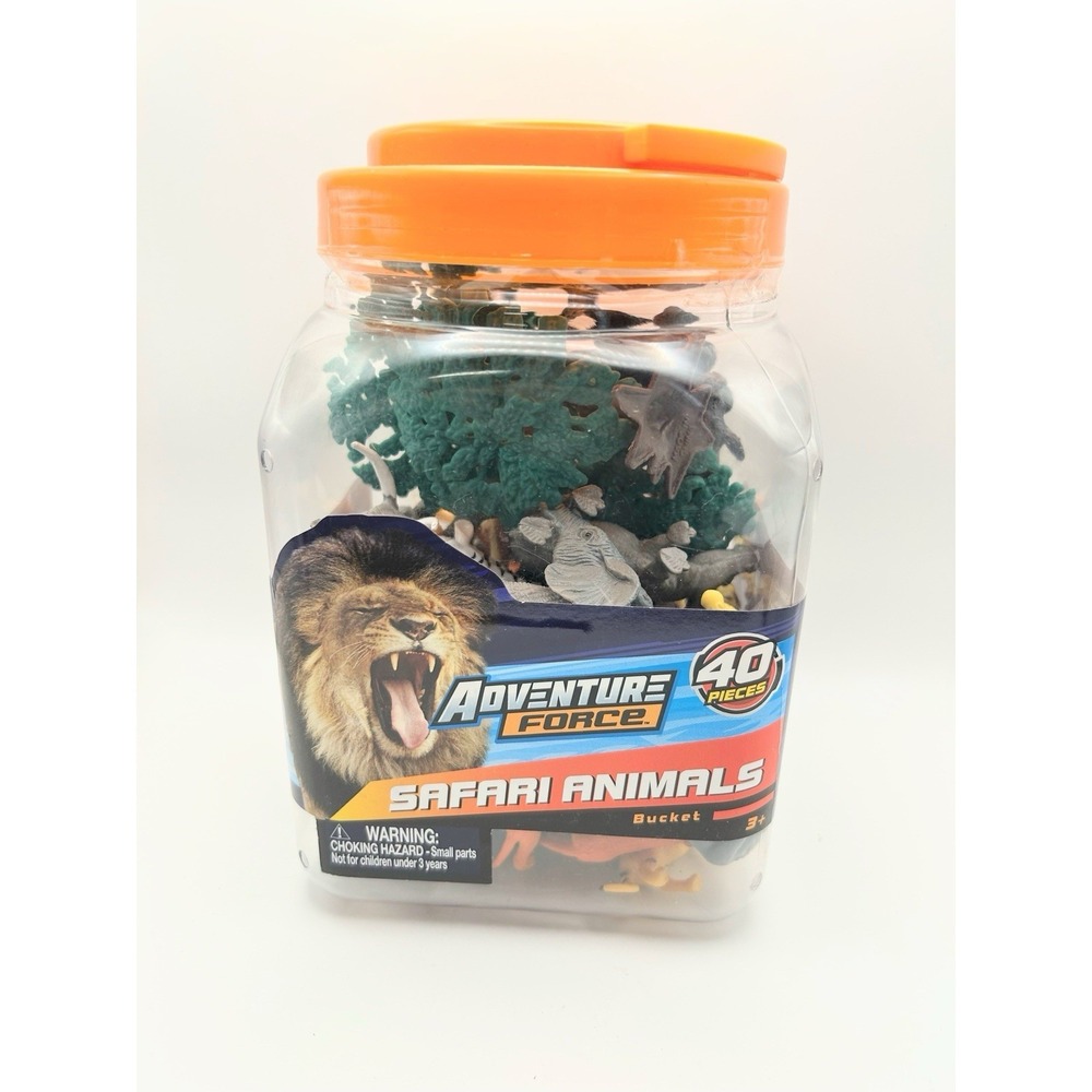 Adventure Force Safari Animals Bucket 40 Pieces Lion Giraffe Plus Additional Set